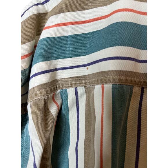 Natural Elements Striped Button Front Cotton Shirt Large - Picture 7 of 7